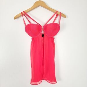 Victoria's Secret Pink Lace Babydoll Chiffon Fairycore Fly Away Bra Top Lingerie